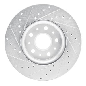 Cadillac CT5 Brake Rotor (1) - Front Right - R1 Concepts - Drilled & Slotted - Silver - `16-`25